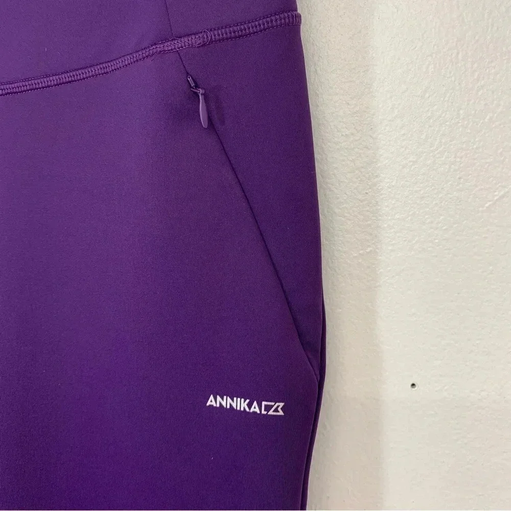 Annika Dry Tech UPF 50 Pants Woman Small Purple Pull On Pockets Golf Travel Work